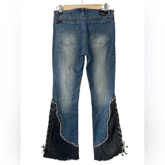 Mudd vintage Y2K Lace up low rise flare jeans size 7 juniors or waist 29 - Picture 2 of 12